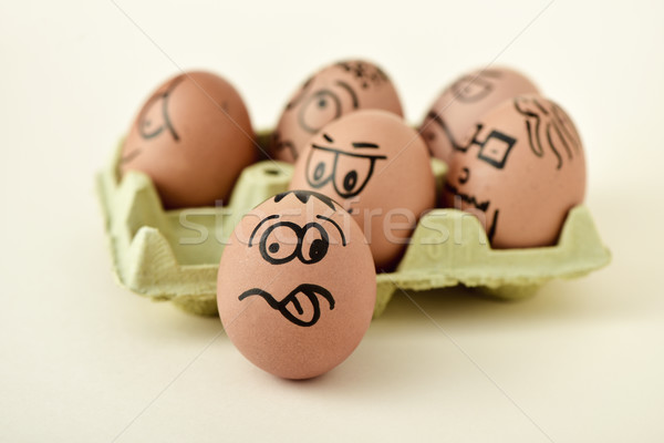 brown eggs with funny faces Stock photo © nito