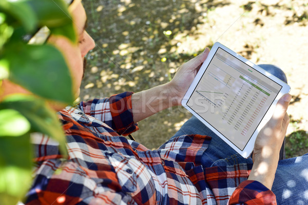 farmer observing some charts in a tablet Stock photo © nito