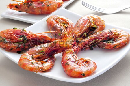 spanish shrimps with garlic and parsley Stock photo © nito