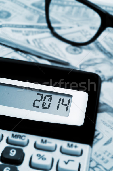 2014 nowy rok numer Widok Kalkulator biuro Zdjęcia stock © nito