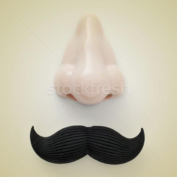 Gentleman Nase Schnurrbart beige Retro Wirkung Stock foto © nito
