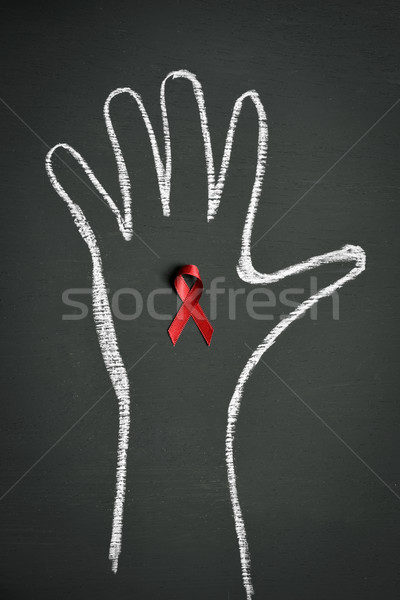 Vörös szalag verekedés AIDS tábla kézzel rajzolt kréta Stock fotó © nito