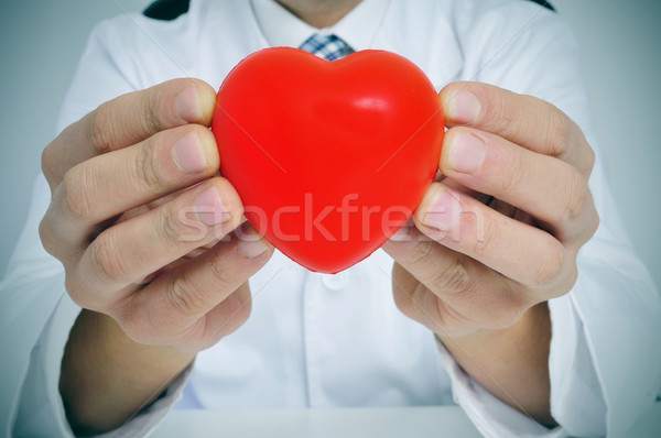 Kardiovaszkuláris egészség férfi visel fehér kabát Stock fotó © nito
