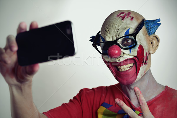 Kwaad clown portret scary smartphone Stockfoto © nito
