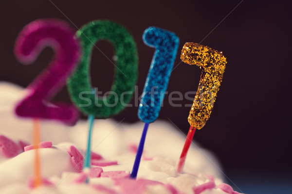 glittering numbers forming number 2017 on a cake Stock photo © nito