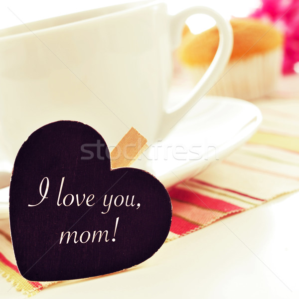 breakfast and I love you mom written in a heart-shaped blackboar Stock photo © nito