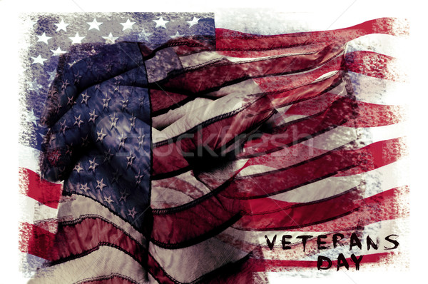 text veterans day and flag of the US, double exposure Stock photo © nito