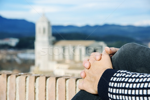 young man in the city of Girona, Spain Stock photo © nito