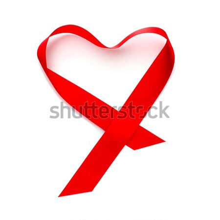 Czerwony satyna wstążka serca biały projektu Zdjęcia stock © nito