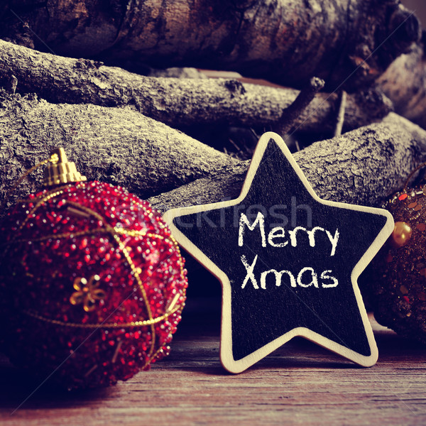 text merry xmas in a star-shaped blackboard, filtered Stock photo © nito