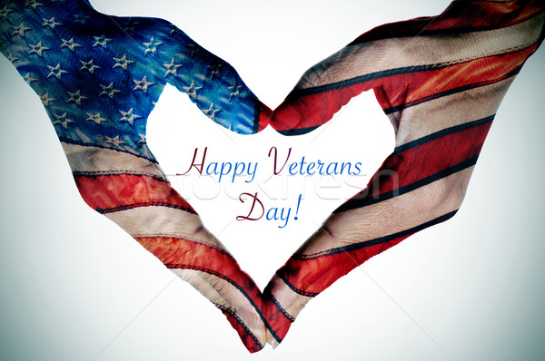 text happy veterans day and hands forming a heart with the flag  Stock photo © nito