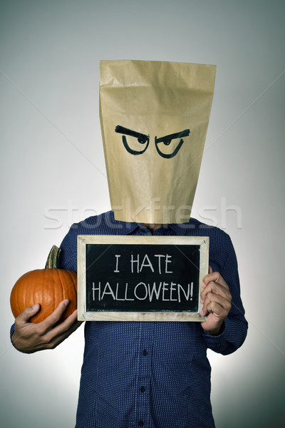 young man who hates Halloween Stock photo © nito