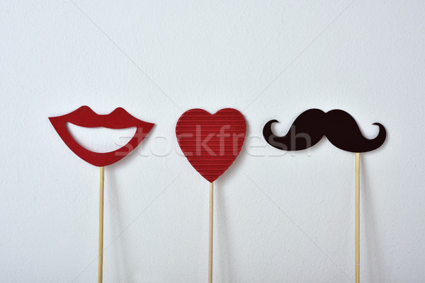 Inimă mustata gură roşu atasate dragoste Imagine de stoc © nito