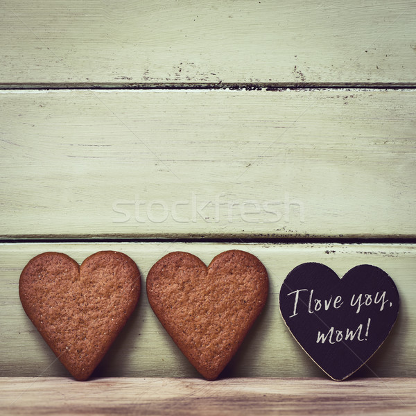 heart-shaped cookies and text I love you mom Stock photo © nito