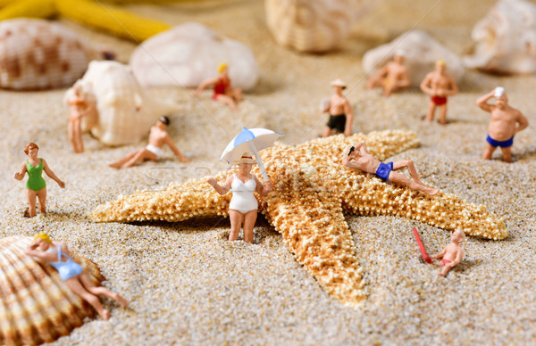 miniature people in swimsuit on the beach Stock photo © nito