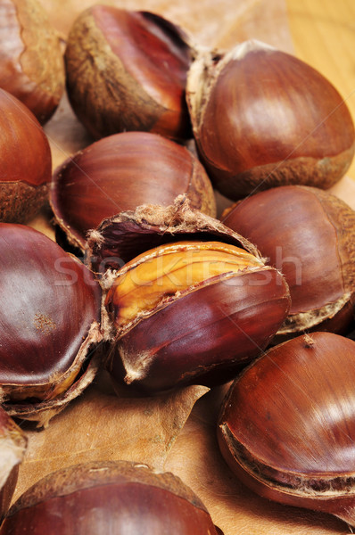 roasted chestnuts, typical snack in All Saints Day in Spain Stock photo © nito