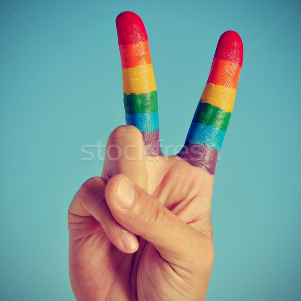 Homossexual assinar mão dedos pintado Foto stock © nito