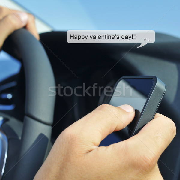 Feliz dia dos namorados homem condução carro Foto stock © nito