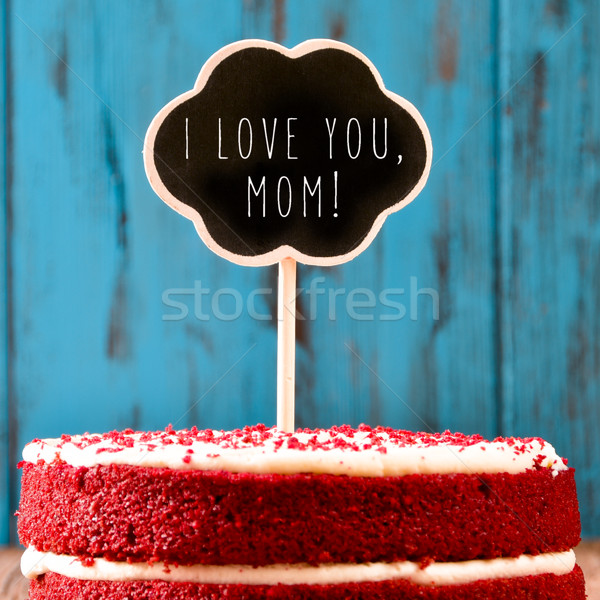 [[stock_photo]]: Tableau · texte · maman · gâteau · rouge