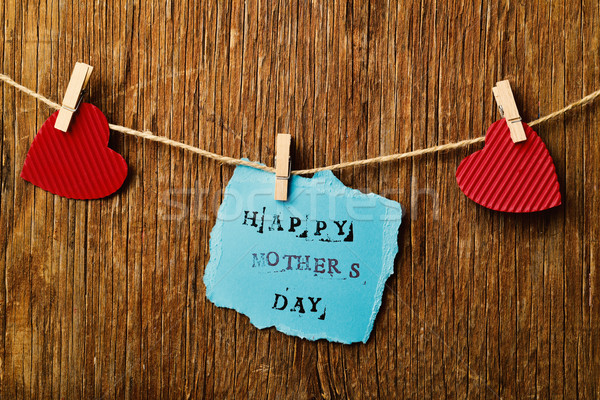 Corações texto feliz dia das mães escrito peça azul Foto stock © nito