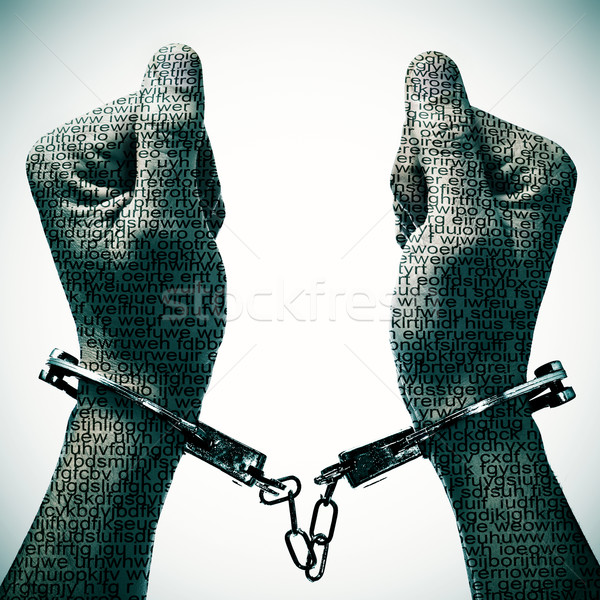 man with handcuffs in his wrists Stock photo © nito