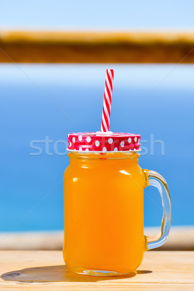 Orange maçon jar servi Photo stock © nito