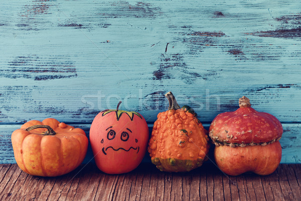 apple disguised as a pumpkin between different pumpkins Stock photo © nito
