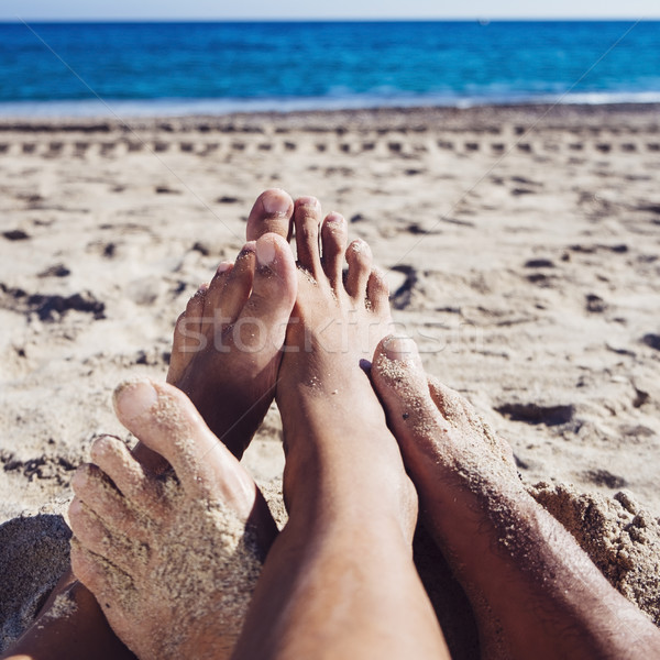 Mannen spelen strand voeten twee Stockfoto © nito