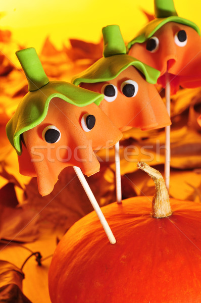 cake pops with the shape of ghost Halloween pumpkins Stock photo © nito