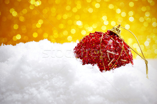 Stock photo: christmas ball on the snow