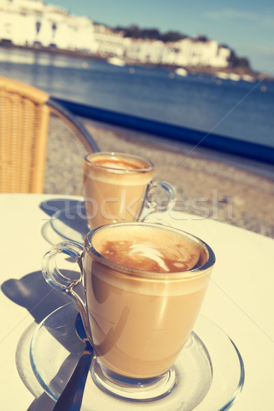 caffe macchiato in the seafront of Cadaques, Spain Stock photo © nito