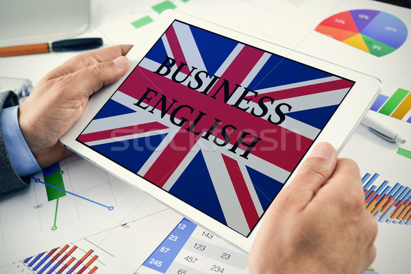 text business English in a tablet computer Stock photo © nito