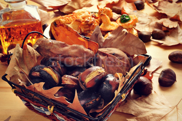 roasted chestnuts and sweet potatoes, and panellets typical of C Stock photo © nito