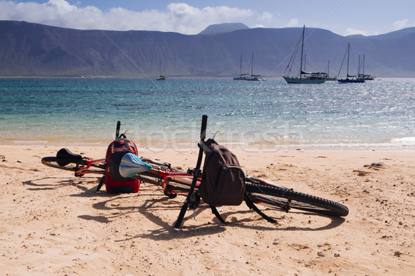 bicycles on the sand in La Graciosa, Canary Islands, Spain Stock photo © nito