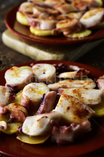 Spanisch Rezept Tintenfisch Platte Stock foto © nito