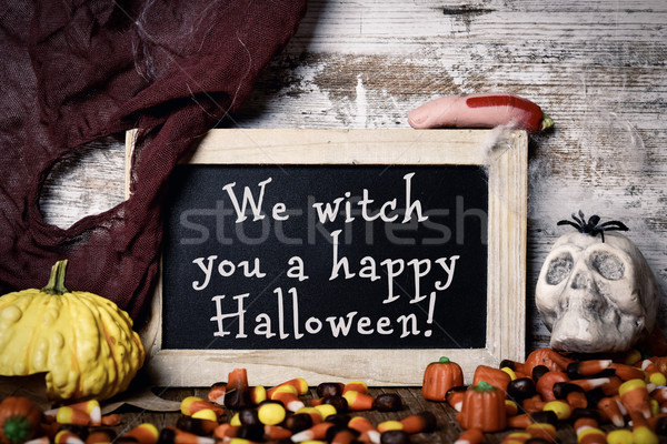 Testo strega felice halloween lavagna Foto d'archivio © nito