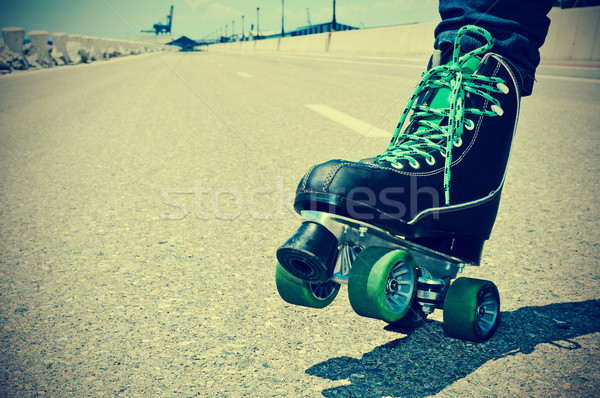 young man roller skating, with a retro effect Stock photo © nito