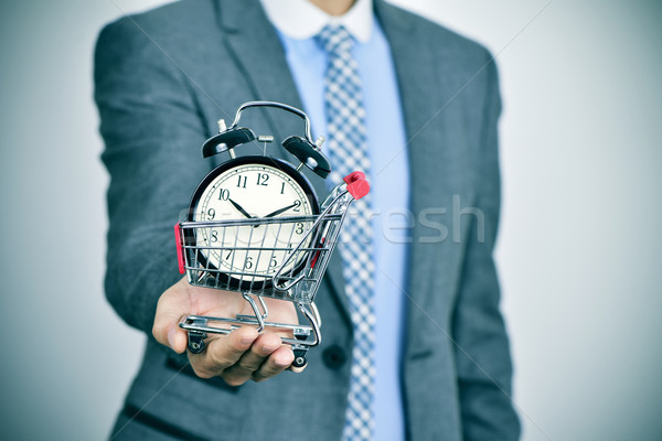Empresario despertador cesta de la compra jóvenes caucásico gris Foto stock © nito