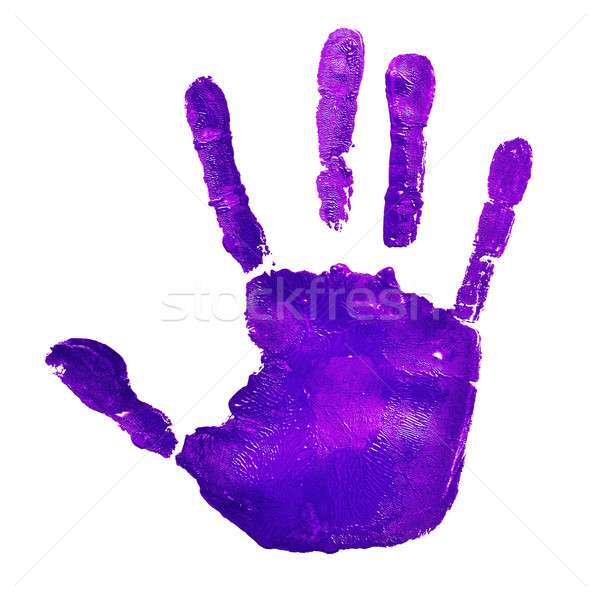 violet handprint, depicting the idea of to stop violence against Stock photo © nito