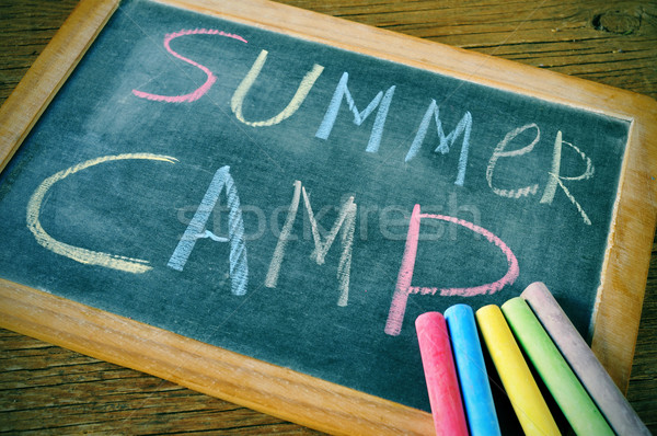 Campamento de verano texto escrito tiza pizarra diferente Foto stock © nito