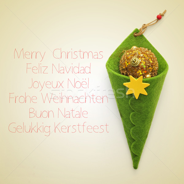 Heiter Weihnachten unterschiedlich Sprachen Ornamente geschrieben Stock foto © nito