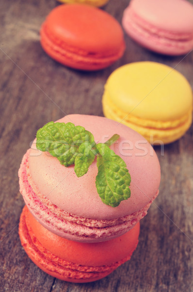 Macarons diferente cores sabores apetitoso rústico Foto stock © nito