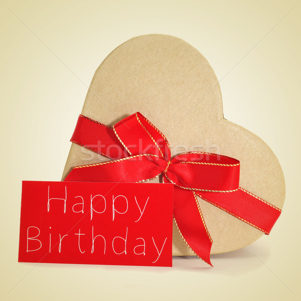 gift and text text happy birthday in red signboard, with a retro Stock photo © nito