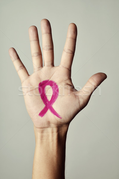 pink ribbon in the palm of a man Stock photo © nito