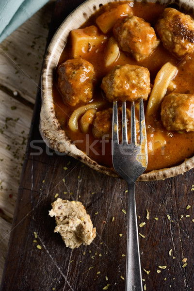 spanish albondigas con sepia, meatballs with cuttlefish Stock photo © nito