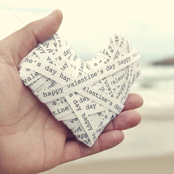 heart made-up with paper strips with the text happy valentines d Stock photo © nito
