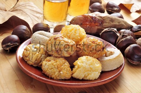 Stock photo: chestnuts and panellets, typical pastries of Catalonia, Spain, e