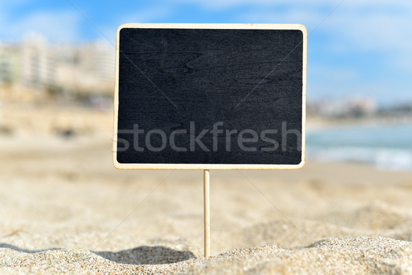 blank black signboard on the beach Stock photo © nito