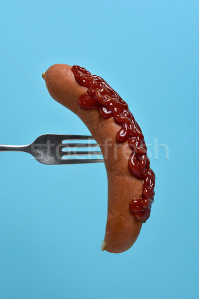 hot dog with ketchup in a fork Stock photo © nito