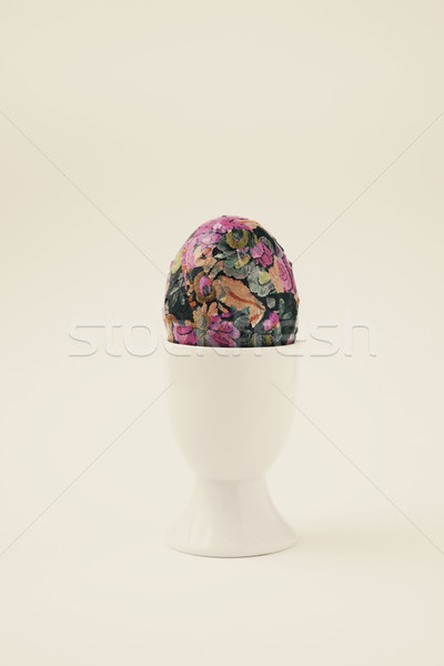 Stock photo: homemade decorated easter egg in an egg-cup